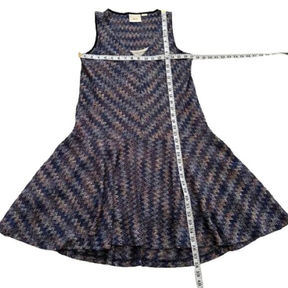 Maeve Blue Purple Chevron Knit Drop Wasit Sleeveless Slip Lined Dress Size XS - Picture 10 of 13
